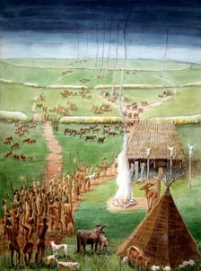 Windmill Hill, Avebury, Wiltshire, in Neolithic times. Artist: Judith Dobie