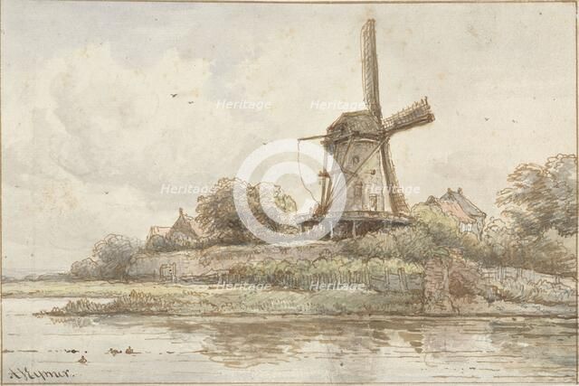 Windmill on city wall, 1813-1863. Creator: Arnoldus Johannes Eymer.