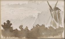 Windmill on the road to the plantation, 1871. Creator: Johannes Tavenraat