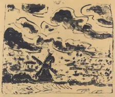 Windmill near Burg on Fehmarn, 1908. Creator: Ernst Kirchner