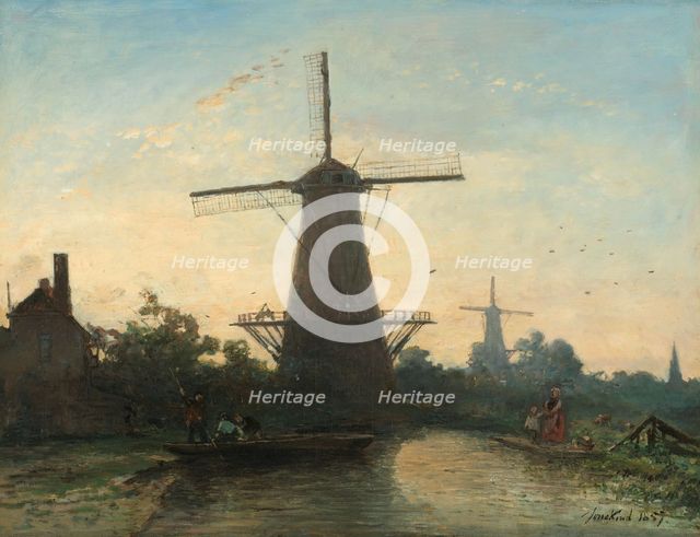 Windmills near Rotterdam, 1857. Creator: Johan Barthold Jongkind.