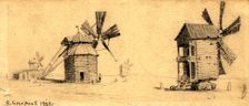 Windmills on the Baraba Steppe near Omsk, 1904. Creator: Boris Vasilievich Smirnov