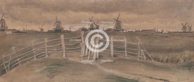 Windmills at Dordrecht (Weeskinderendijk), 1881.