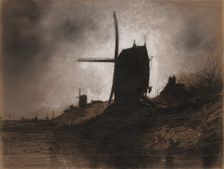 Windmills in a Landscape. Creator: Eugene Deshayes (French, 1828-1890)