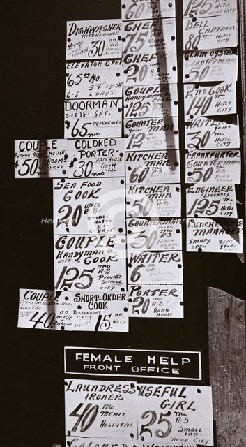 Window of an employment office, on Sixth Avenue near Forty-third Street, New York, early 1930s.  Creator: Unknown.