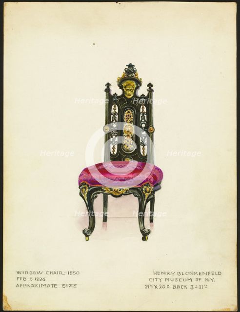 Window Chair (one of a pair), 1936. Creator: Henry Blonkenfeld.
