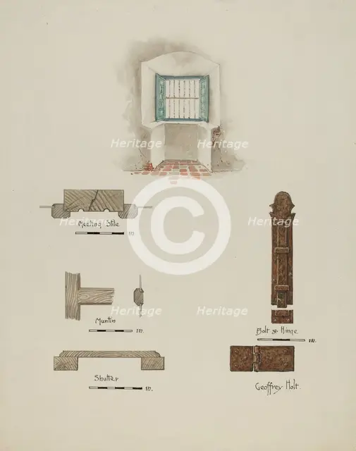 Window Recess, and Casement Details, c. 1939. Creator: Geoffrey Holt.