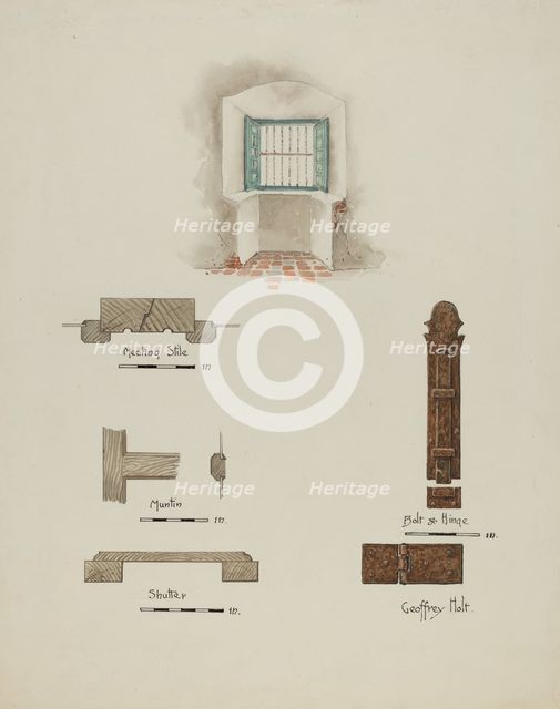 Window Recess, and Casement Details, c. 1939. Creator: Geoffrey Holt.