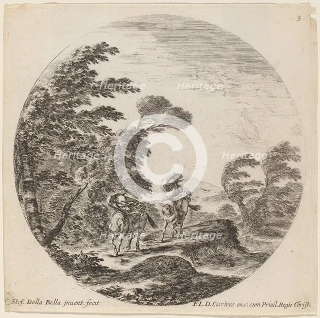 Windblown Horsemen, 1646. Creator: Stefano della Bella.