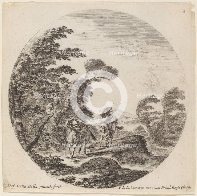 Windblown Horsemen, 1646. Creator: Stefano della Bella.