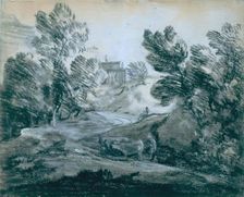 Winding Lane with Peasants and Cattle, 1770-1779. Creator: Thomas Gainsborough