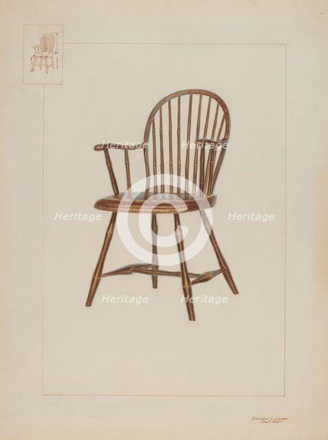 Windsor Bamboo-turned Chair, c. 1937. Creator: Edward L Loper.