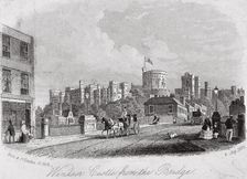 Windsor Castle, Berkshire, from the bridge, 1860. Artist: Anon