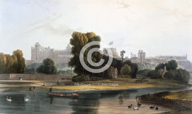 Windsor Castle from the River Thames at Eton, c1827-30. Creator: William Daniell (1769-1837).