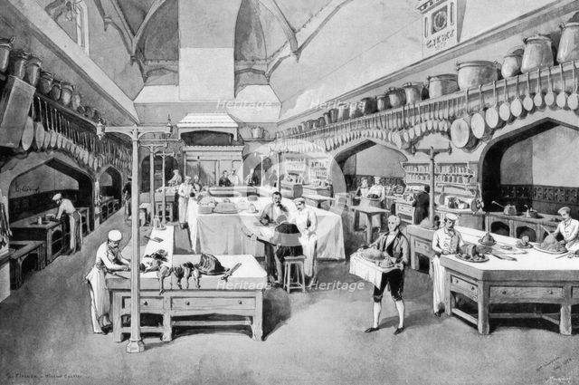Windsor Castle kitchen at Christmas, 1894.Artist: William Simpson