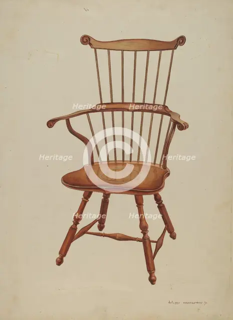 Windsor Comb-back Chair, c. 1939. Creator: Ernest A Towers Jr.