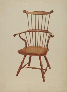 Windsor Comb-back Chair, c. 1939. Creator: Ernest A Towers Jr