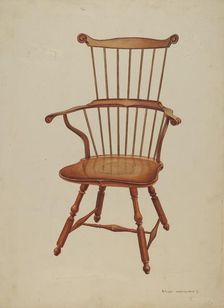 Windsor Comb-back Chair, c. 1939. Creator: Ernest A Towers Jr