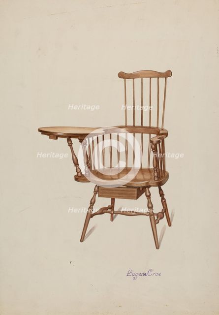 Windsor Desk Armchair, c. 1937. Creator: Eugene Croe.