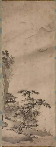 Windy Landscape with Sailboat, mid-1400s. Creator: Unknown