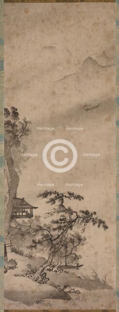 Windy Landscape with Sailboat, mid-1400s. Creator: Unknown.