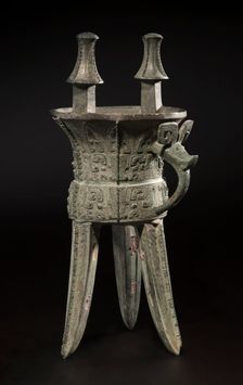 Wine Vessel (Jia), c. 1250-1046 BC. Creator: Unknown