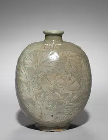 Wine Cask with Incised and Sgraffito Peony Design, 1500s. Creator: Unknown