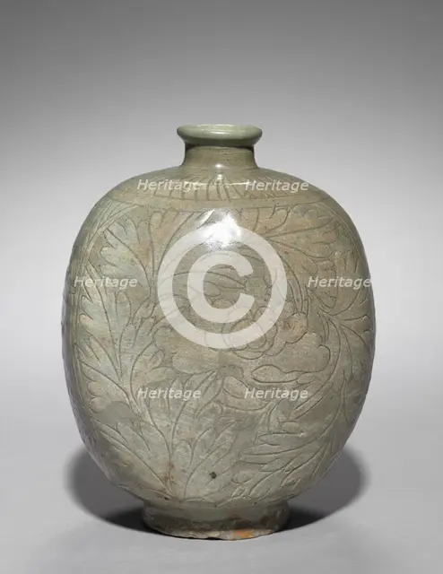 Wine Cask with Incised and Sgraffito Peony Design, 1500s. Creator: Unknown.