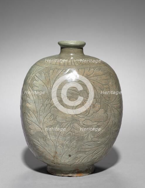 Wine Cask with Incised and Sgraffito Peony Design, 1500s. Creator: Unknown.