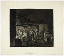 Wine Cellar with Men Playing Cards, 18th century. Creator: Gerrit Dou
