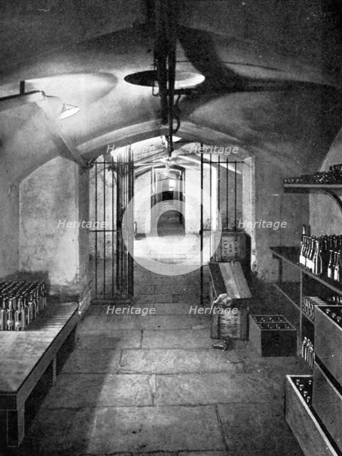 Wine cellars of the House of Commons, Westminster, c1905. Artist: Unknown