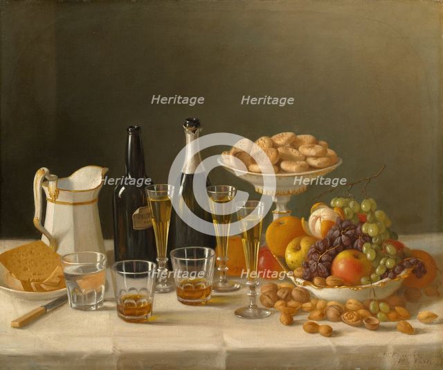 Wine, Cheese, and Fruit, 1857. Creator: John F. Francis.