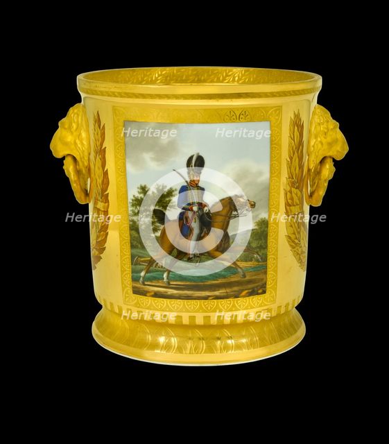 Wine cooler showing an officer of the Royal Horse Artillery, 1817-1819. Artist: Unknown.