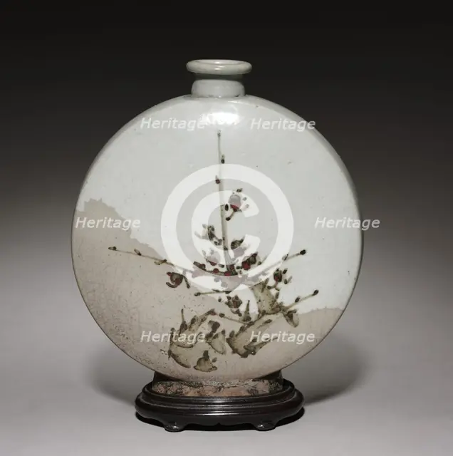 Wine Flask with Plum and Bamboo Design, 1600s. Creator: Unknown.