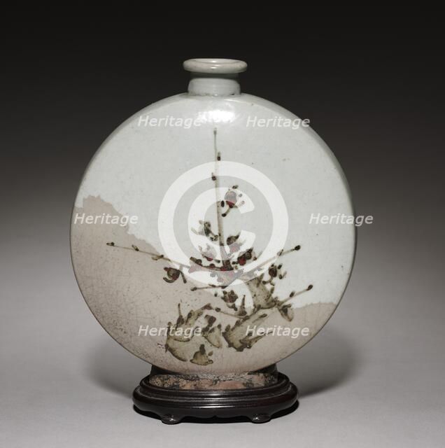 Wine Flask with Plum and Bamboo Design, 1600s. Creator: Unknown.