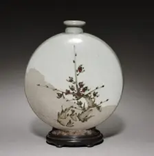 Wine Flask with Plum and Bamboo Design, 1600s. Creator: Unknown