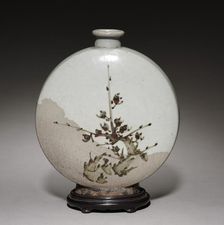 Wine Flask with Plum and Bamboo Design, 1600s. Creator: Unknown