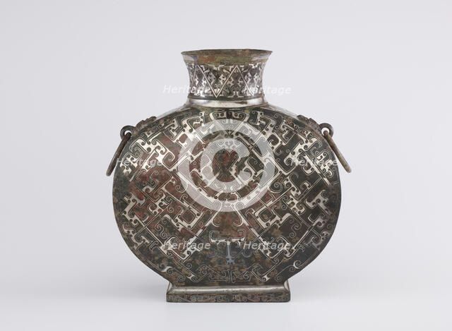 Wine flask (bianhu) with geometric decoration, Late Eastern Zhou dynasty, ca. 3rd century BCE. Creator: Unknown.
