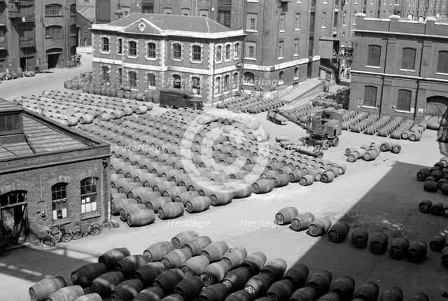 Wine Gauging Ground, North Quay, London Docks, c1945-c1965. Artist: SW Rawlings