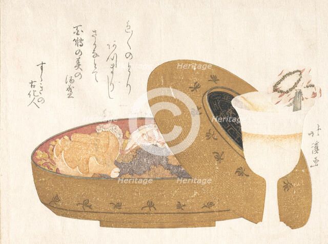 Wine Goblet and Lacquer Food Box with New Year’s Meal, 1811. Creator: Totoya Hokkei.