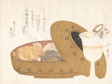 Wine Goblet and Lacquer Food Box with New Year’s Meal, 1811. Creator: Totoya Hokkei