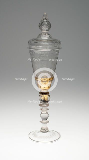 Wine Glass and Cover, Bohemia, Early 18th century. Creator: Bohemia Glass.