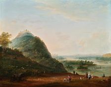Wine harvest in front of Vienna with a view of Klosterneuburg, the Leopoldsberg, Bisamberg..., 1779. Creator: Josef Heideloff