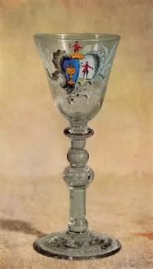 Wineglass painted by William Beilby, mid 18th century, (1946). Creator: Unknown