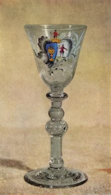 Wineglass painted by William Beilby, mid 18th century, (1946). Creator: Unknown