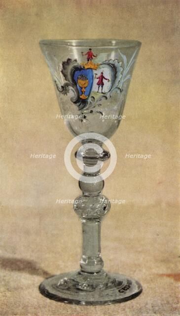 Wineglass painted by William Beilby, mid 18th century, (1946).  Creator: Unknown.