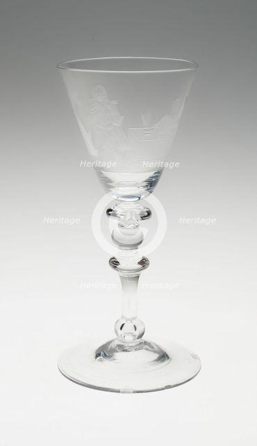 Wineglass with Tribunal Scene, Netherlands, 1750/1800. Creator: Unknown.