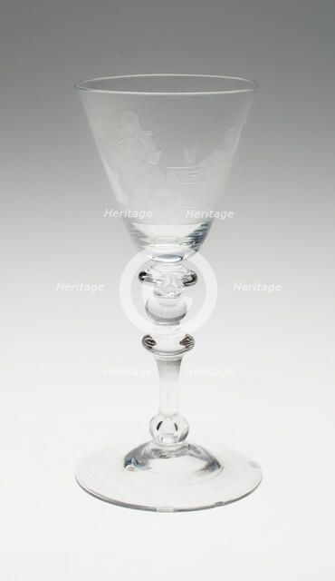 Wineglass with Tribunal Scene, Netherlands, 1750/1800. Creator: Unknown.
