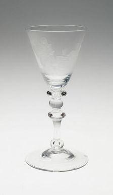 Wineglass with Tribunal Scene, Netherlands, 1750/1800. Creator: Unknown