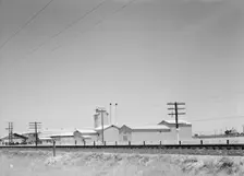 Winery belonging to Muscat Cooperative, on US 99. between Tulare and Fresno, California, 1939. Creator: Dorothea Lange